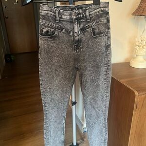 7 For All Mankind Gray Acid Wash Skinny Jeans
